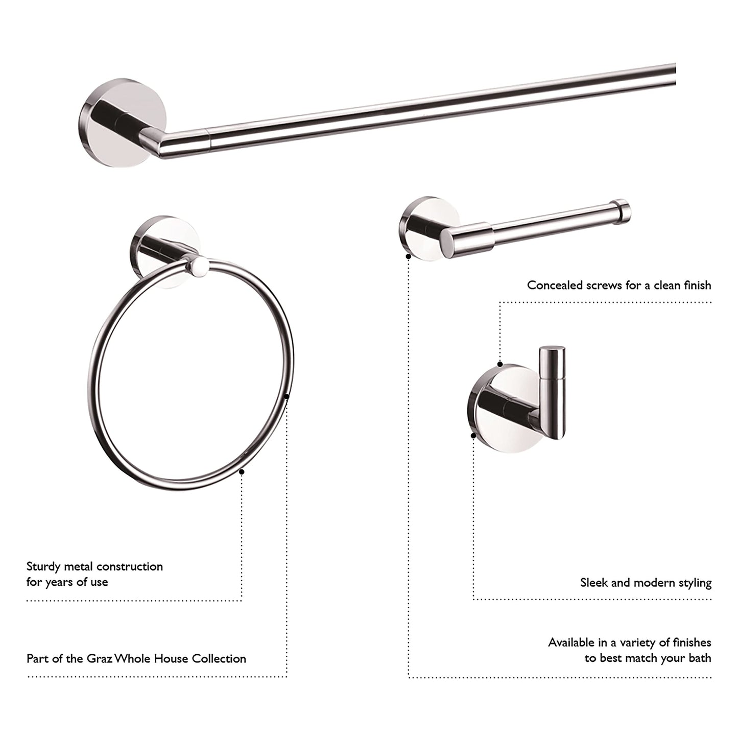 Design House Park 558304 Graz Towel Ring, Polished Chrome