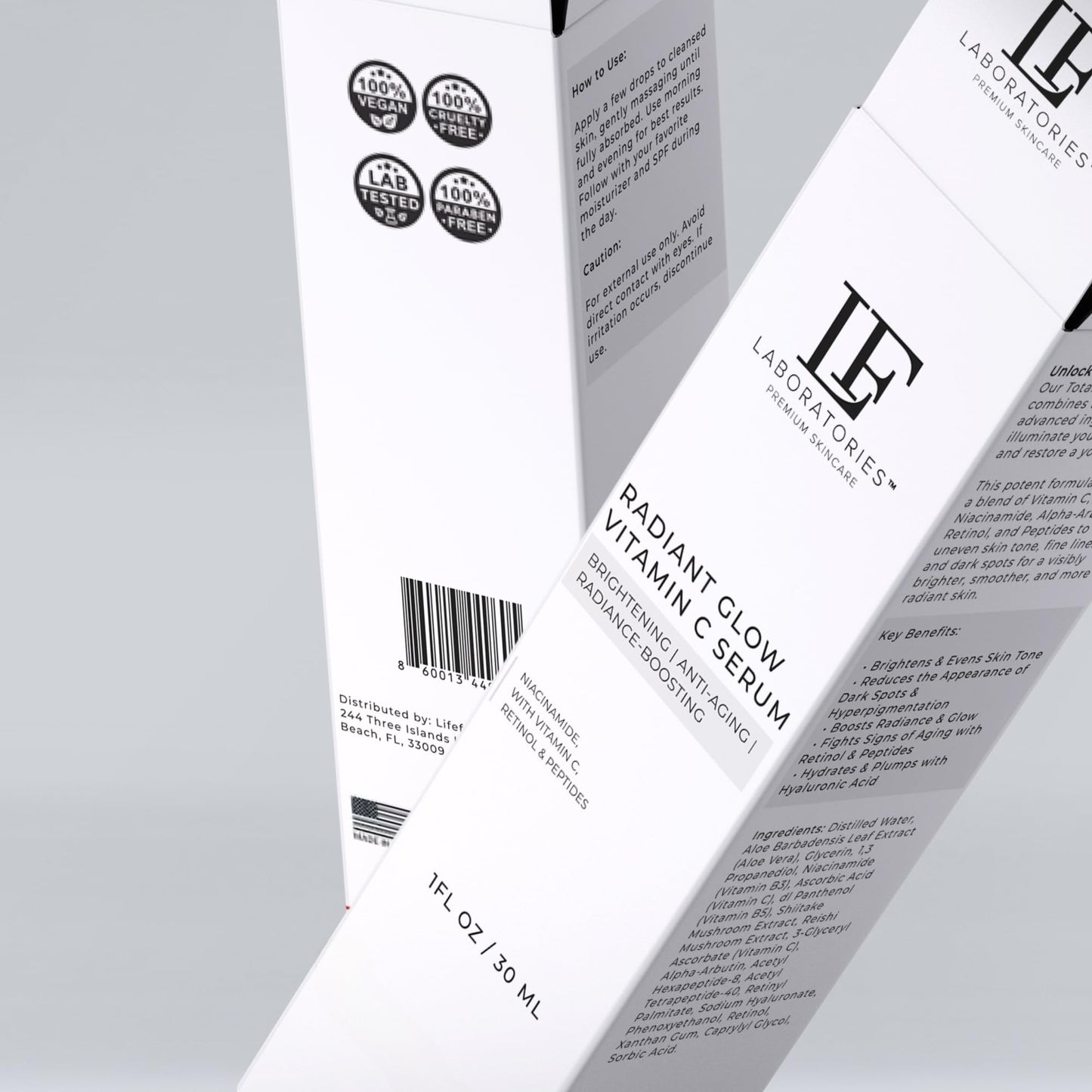 LF Laboratories Radiant Glow Vitamin C Serum with Retinol, Peptides, Niacinamide & Hyaluronic Acid – Brightening & Anti-Aging Face Serum for Dark Spots & Fine Lines – 1 fl oz / 30 ml