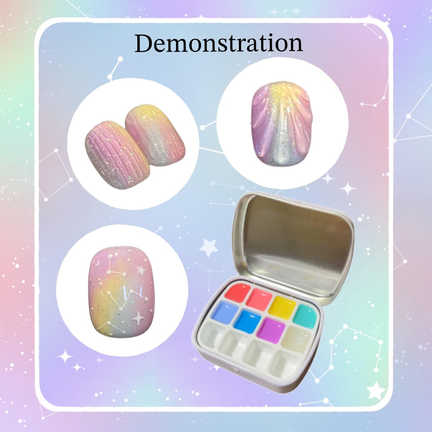 YJMyujimi Semi Translucent jelly Gel Rainbow Set 8 colours 5g each Black Tube gel polish DIY at home nail art drawing 7bright colour & 1 sparkling gel Small case with 12 divisions Fine packaging Gift