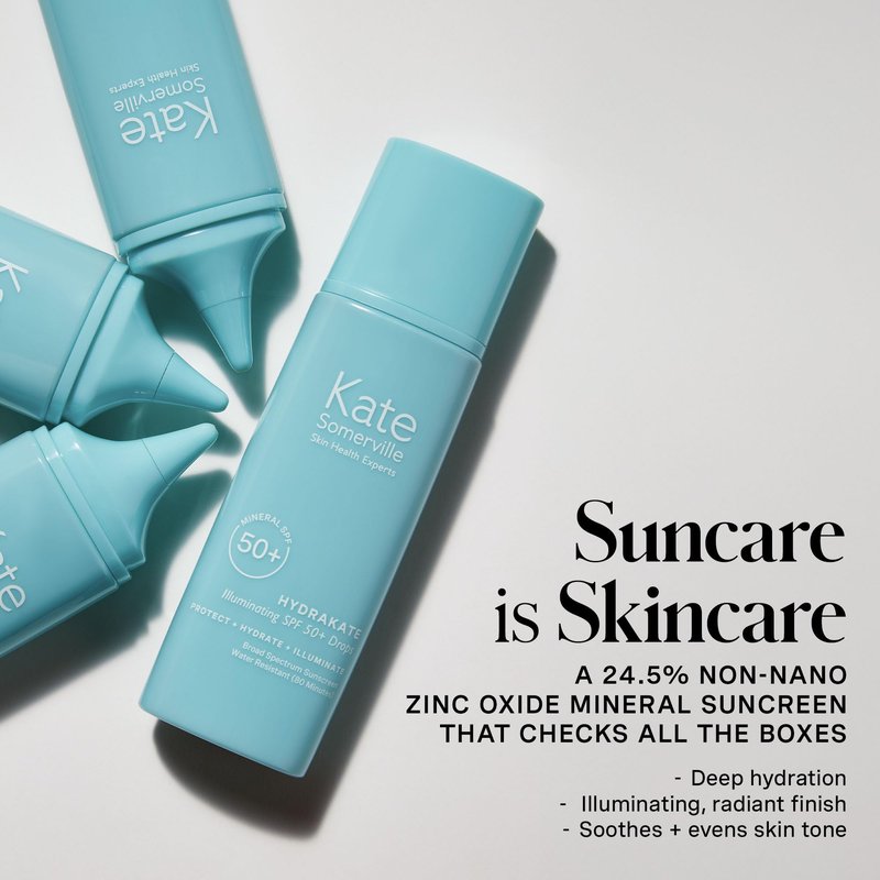 Kate Somerville HydraKate Illuminating Sunscreen Drops – Tinted SPF 50+ Mineral Sunscreen with Zinc Oxide, Moisturizing & Anti-Aging Sun Protection, 1.7 Fl Oz