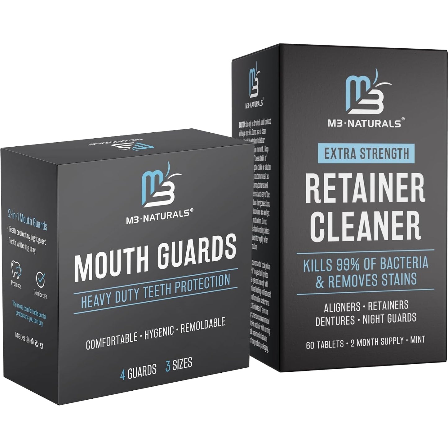 Denture Cleaner Tablets - Minty Fresh Flavor for Retainers & Mouth Guards | 2-Month Supply (Pack of 4)