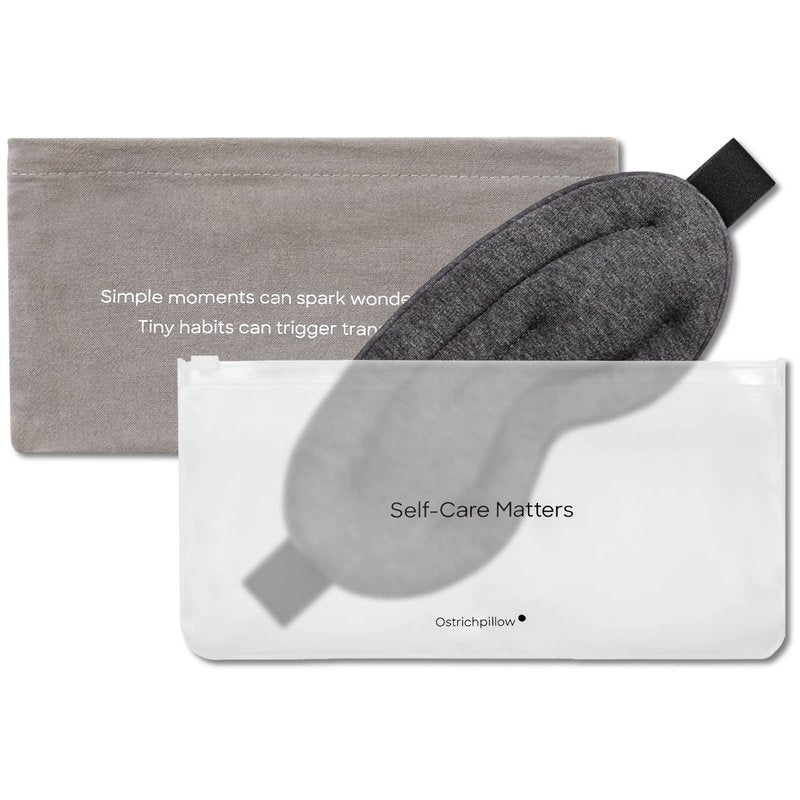 Ostrichpillow Hot & Cold Eye Mask - Clay Beads Hot Cold and Compression Therapy for Dark Circles, Eye Bags, Dry Eyes, Headaches, Migraines - Hook and Loop Closure 2 Protective Bags Included