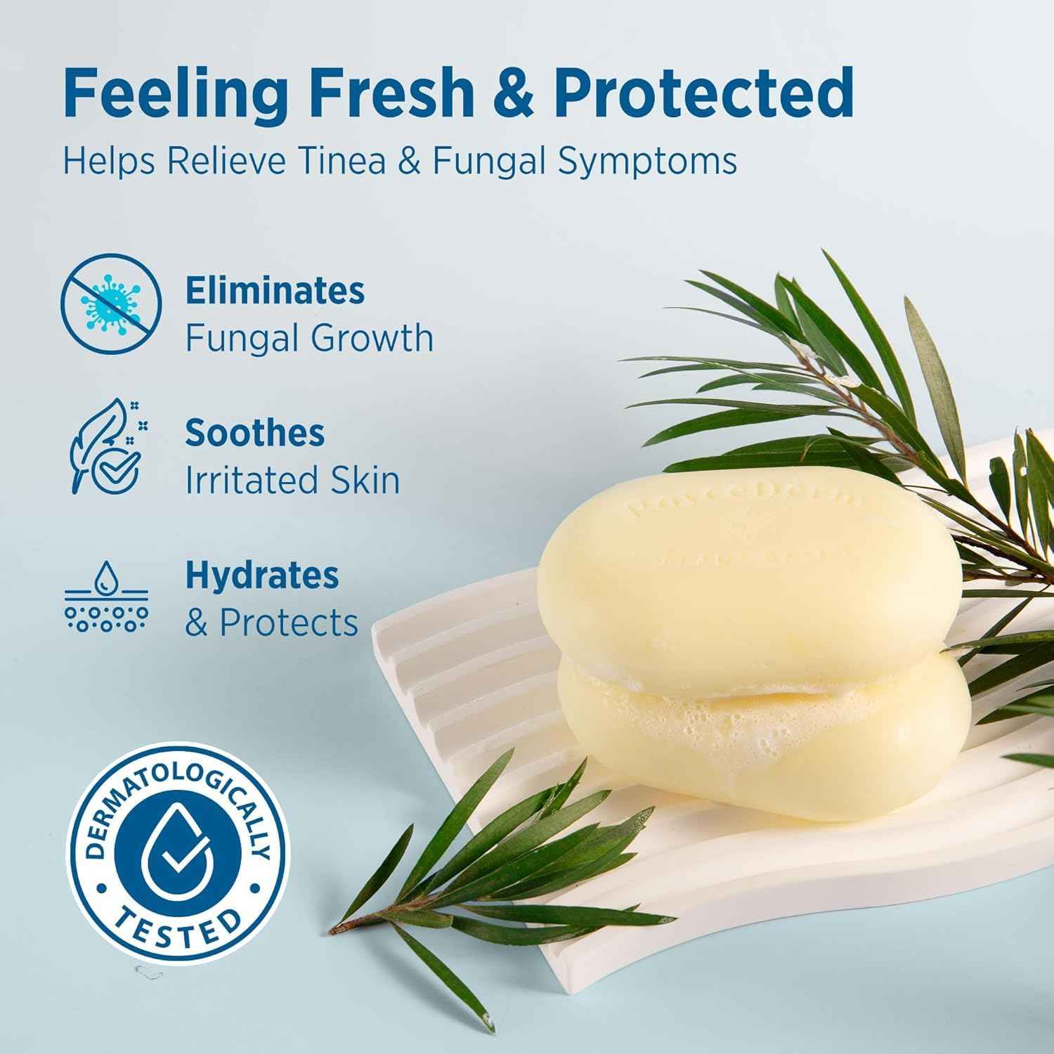 Roycederm Tinea Versicolor Relief Soap: Tea Tree Oil & Sulfur Cleansing Bar, Soothes Irritation, Hydrates & Supports Skin Health