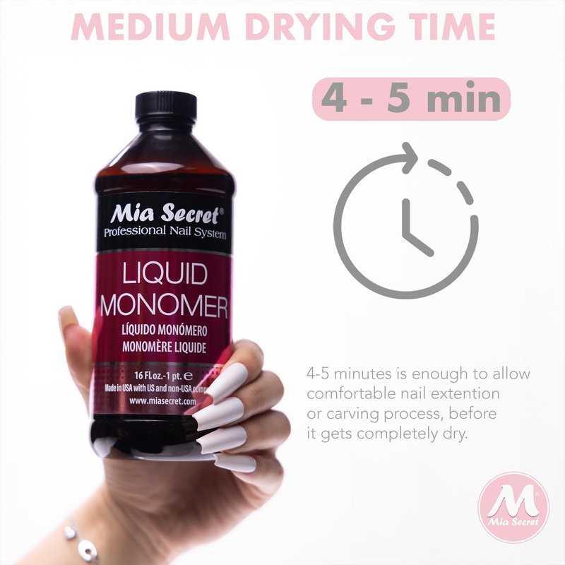 16 oz Mia Secret Liquid Monomer - Professional Acrylic Nail Liquid for Acrylic Powder - EMA monomer