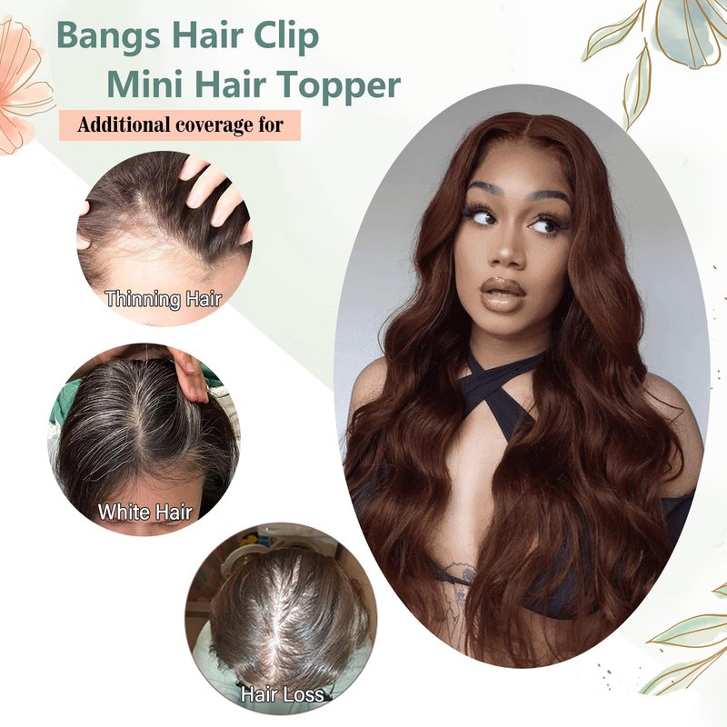 Paraglame Hair Toppers for Women Real Human Hair 360°3D Cover Human Toppers for Women Clip in Hair Extensions for Daily Wear (Brown, 10Inch)