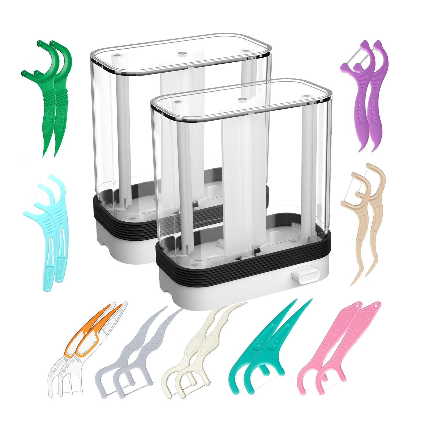 Empty Floss Pick Dispenser, Floss Pick Holder, Flosser Dispenser refillable for Plackers, Dental Pick Holder (2pcs)