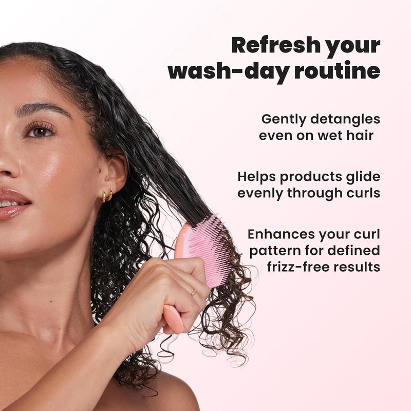 Tangle Teezer Ultimate Detangler Brush - Curly Hair Tool for 3C to 4C Types | Reduces Frizz & Breakage, Pink Mango