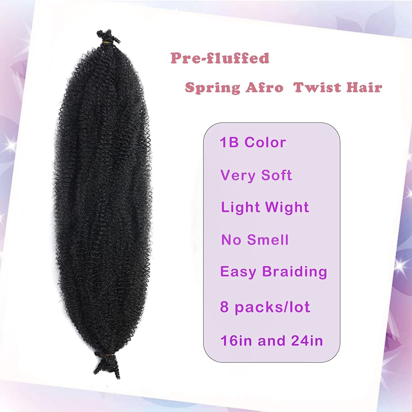 36 Inch Marley Hair Springy Afro Twist Hair 8 Packs Marley Twist Braiding Hair for Faux Locs Crochet Hair Pre Separated Spring Twist Hair Synthetic Hair Extensions(36 Inch, 1B)