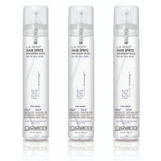 GIOVANNI L.A. Hold Hair Spritz - Maximum Hold Styling Spray, Lightweight, Lauryl & Laureth Sulfate Free - 5 oz (Pack of 3)