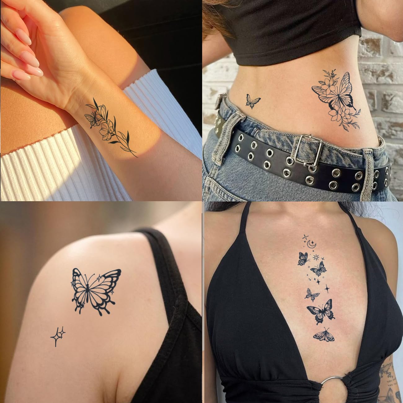 Butterfly Semi-Permanent Tattoos for Women | Realistic Body Art - 2 Weeks Long-Lasting, Waterproof Design