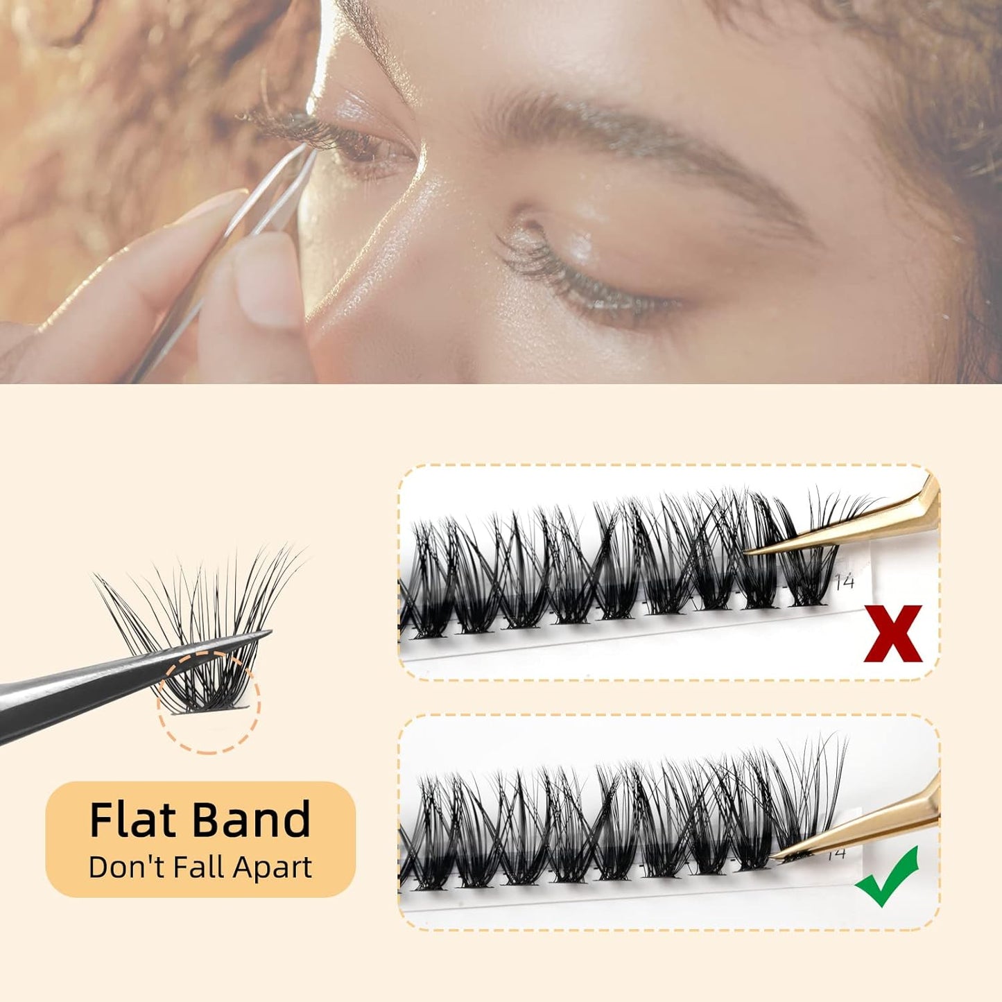 QUEWEL Cluster Lashes - 240 Pcs Individual 40D 0.07D Curl Mix 8-14mm Soft & Natural Eyelash Extensions for DIY Home Use