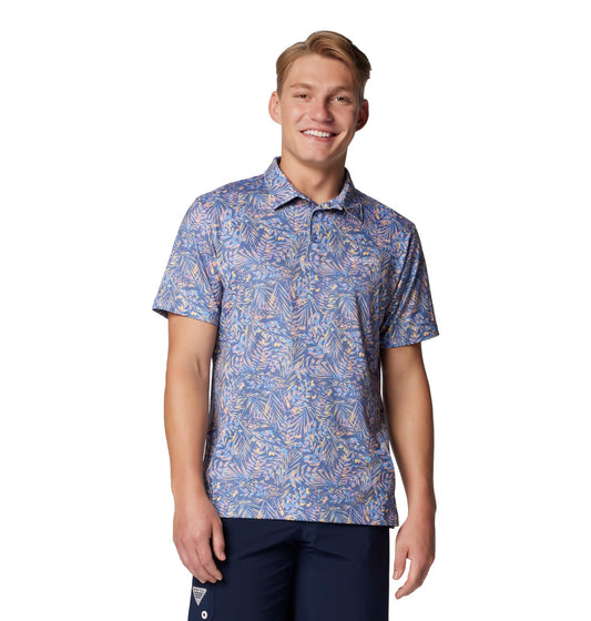 Columbia Men's Super Slack Tide Stretch Polo, Bluebell Tunado, Large