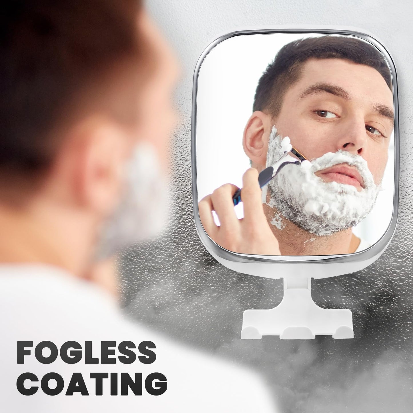 TAILI Shower Mirror Fogless with Razor Holder, Anti Fog Bath Mirror with Powerful Suction No-Drilling, Removable, Shatterproof, Wall Mounted