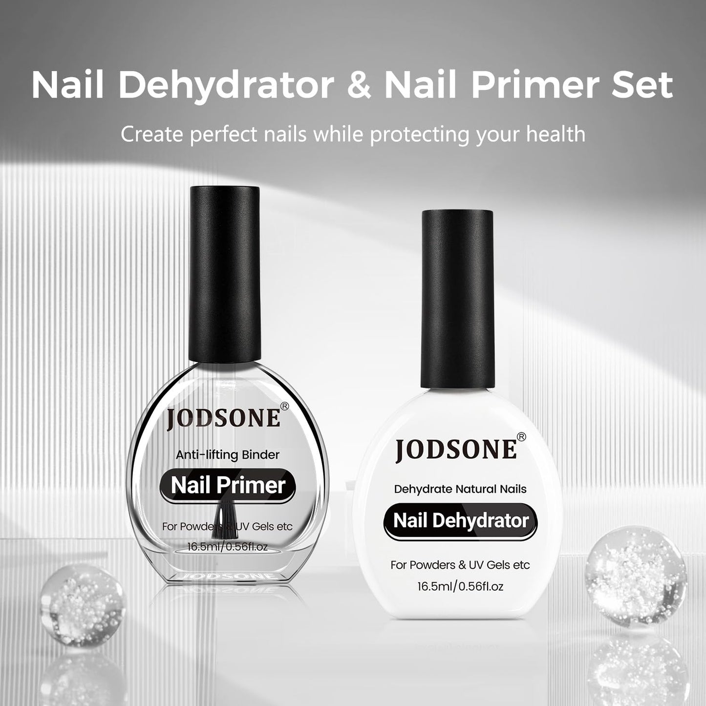 JODSONE Nail Dehydrate & Primer Set - 2Pcs 16.5ml for UV Gels | Superior Bonding for DIY Art Design