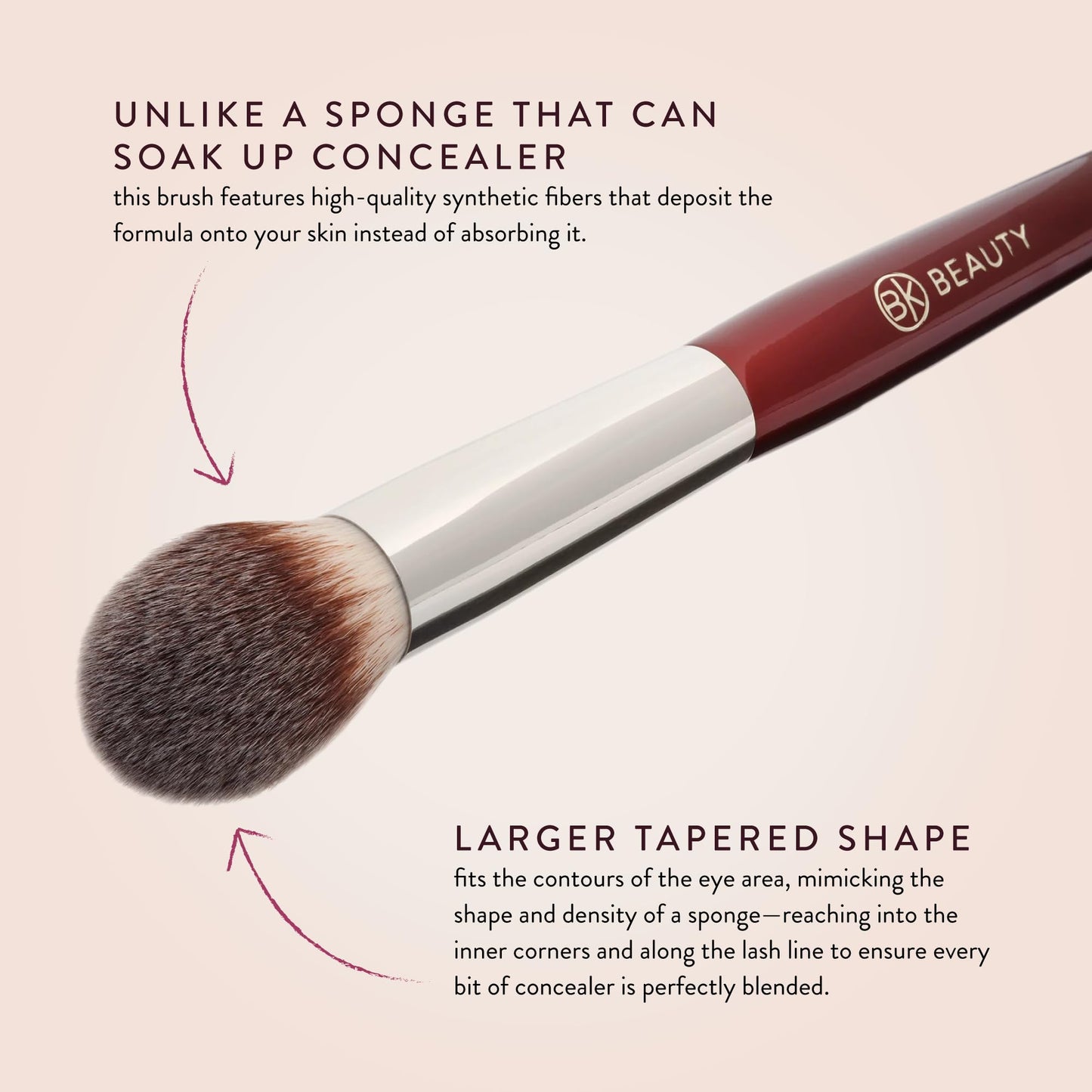 BK BEAUTY 110 LARGE CONCEALER BRUSH – Dense Tapered Under-Eye Concealer Brush for Quick Blending, Full Coverage Finish, No Product Absorption