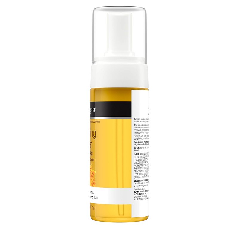 Neutrogena Soothing Clear Calming Mousse Facial Cleanser with Soothing & Calming Turmeric, Gentle Face Wash for Acne-Prone Skin, Paraben-Free, Oil-Free, Not Tested on Animals, 5 fl. oz