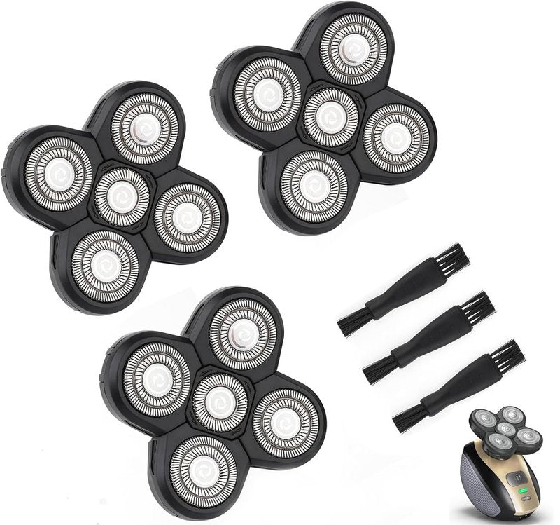 FREEDOM 3PCS Universal 5 Blades Shaver Replacement Heads Compatible with Freebird SHPAVVER Wyklaus Freedom shaver, for Most Major Brands, with Easy grooming Clean Brush Blade Cover