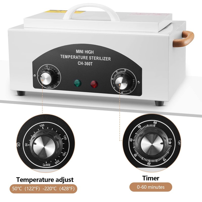 Soiiw High Temperature Sterilizer Autoclave Machine 110V 300W Nail Tool Sterilizer Dry Heat Sterilizer Dental Tool Sterilizer esterilizador de manicura 1.5L Salon Equipment for Metal Tools with Handle