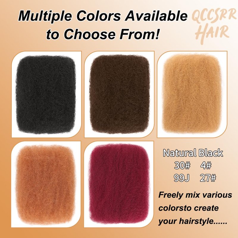 Afro Kinkys Bulk Human Hair 12 Inch 50g/Pack - Afro Kinky-Curly Human Hair Bulk For Mini Twist, Dreadlocks Extensions, Locs Repair & Braiding, 100% Human Hair 99J Burgundy