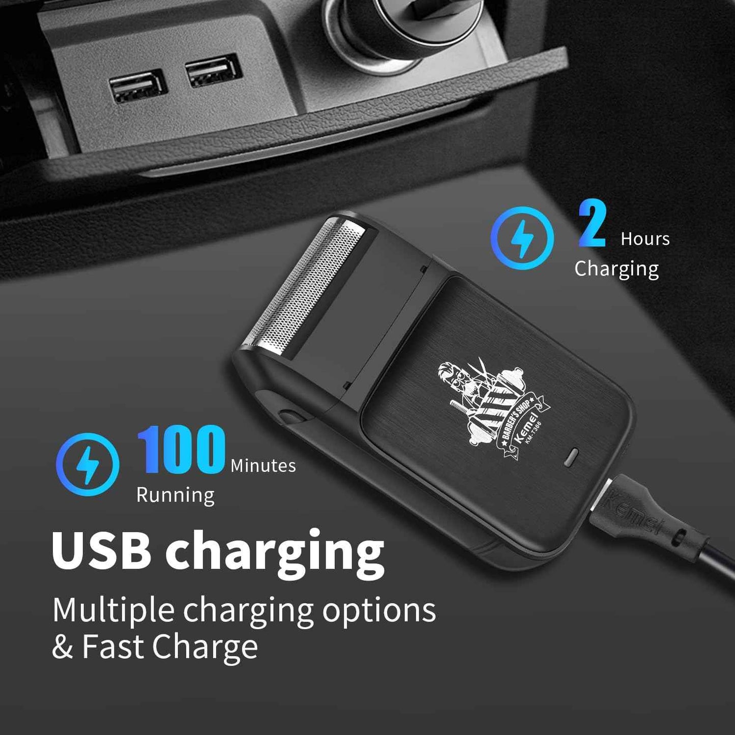 KEMEI KM-T366 Electric Foil Shaver for Men, Cordless Beard Trimmer with Pop-up Trimmer, Rechargeable Mens Razors for Shaving & Bald Head