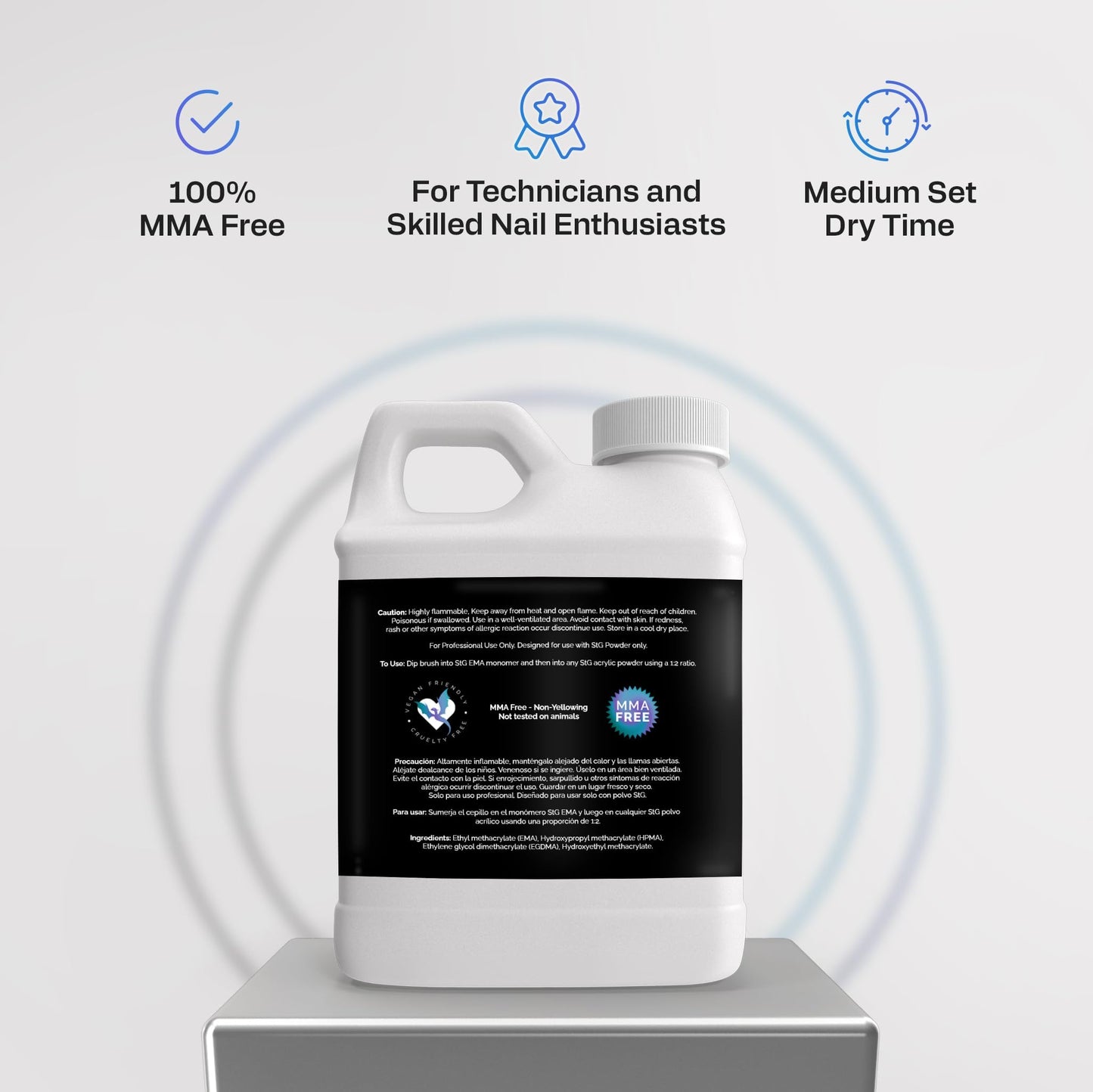 STG Acrylic Systems' Professional Grade EMA Acrylic Monomer -MMA Free, Primerless, Non-Yellowing Nail Sculpting Liquid (Monómero Acrílico), Purple, 16oz