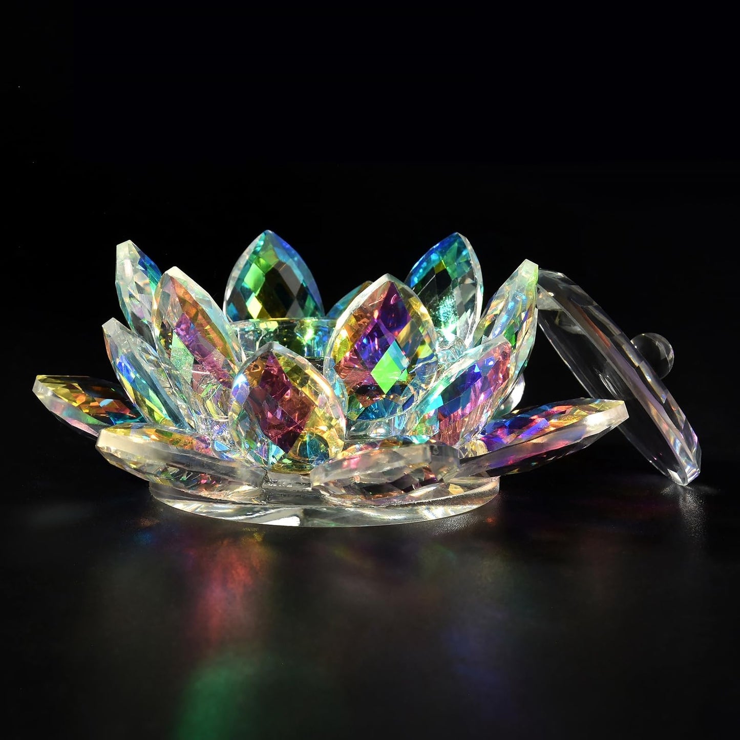 KADS Nail Art Dappen Dish with Lid Lotus Flower Shape Crystal Nail Dish Nail Art Liquid Powder Dish Bowl for Nail Art Manicure Care Tools Colorful