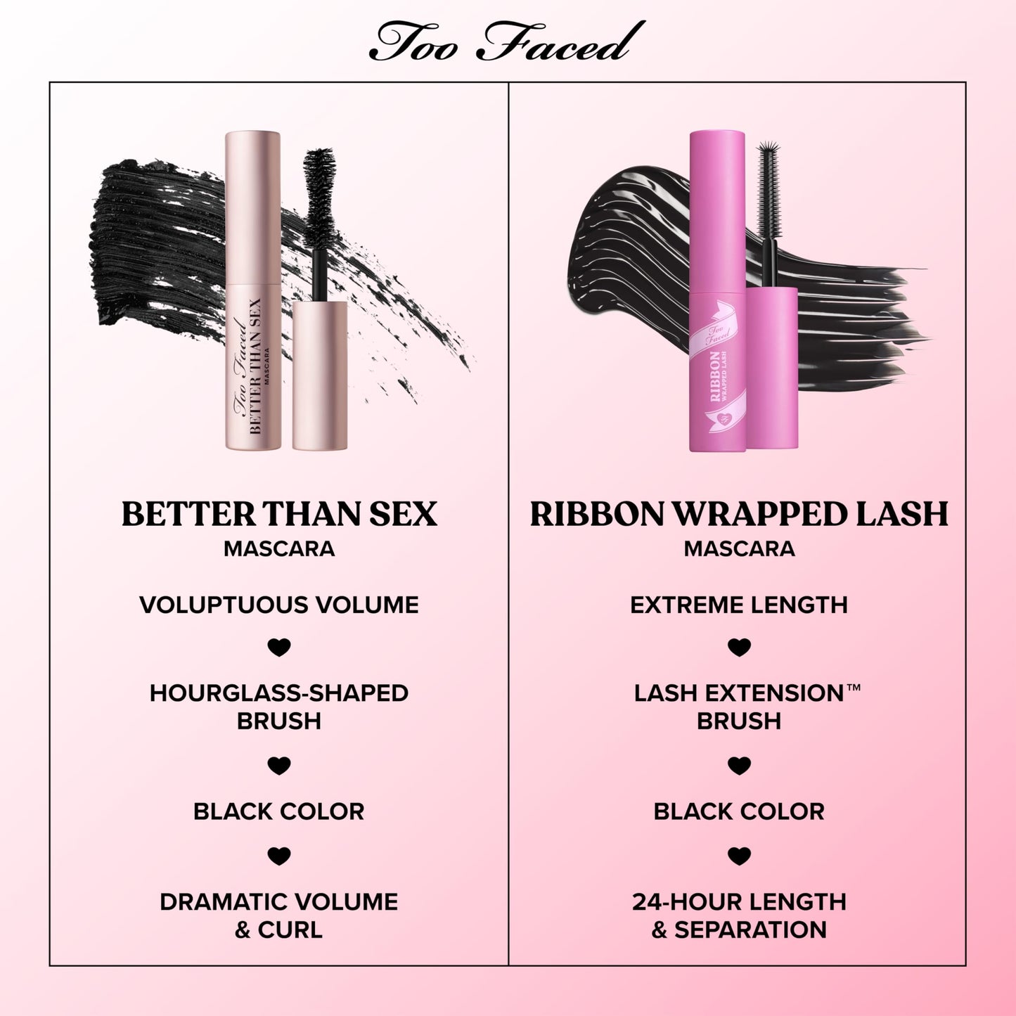 Too Faced Storybook Lashes Travel Size Mascara Set | Better Than Sex + Ribbon Wrapped Lash Tubing Mini Mascara Gift Set