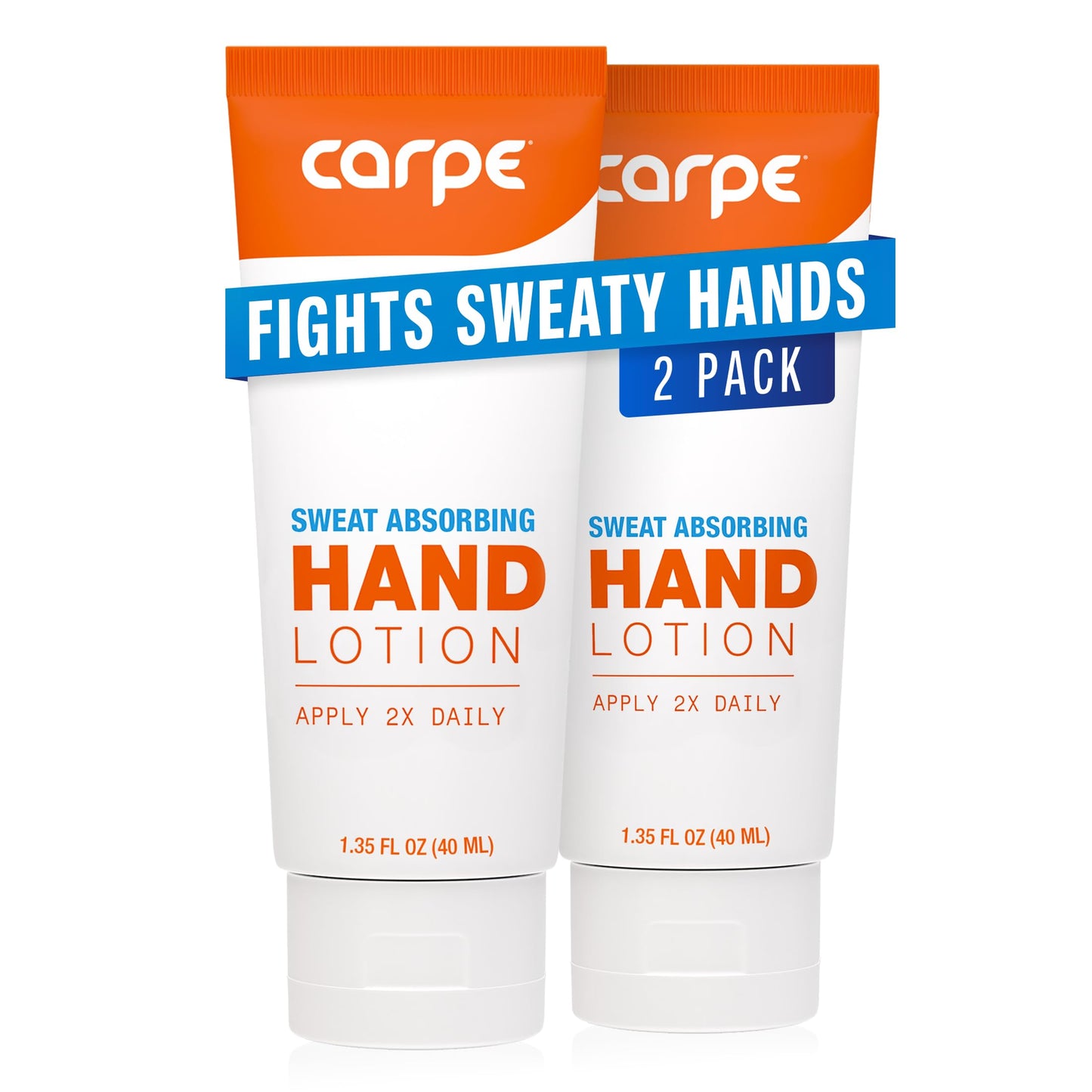 Carpe Sweat Absorbing Hand Lotion (Pack of 2), A dermatologist-recommended, non-irritating, smooth lotion that helps stop hand sweat, great for hyperhidrosis or excessive sweat (Original Eucalyptus)