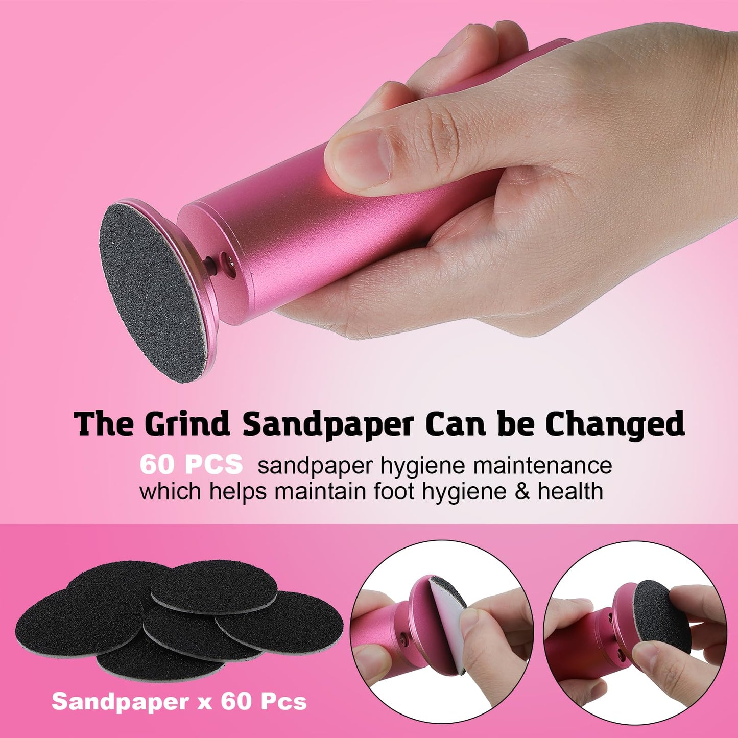 Electric Foot Callus Remover, Speed Adjustable Electric Foot File with 60 Pcs Sandpaper Discs, Professional Pedicure Tool for Men Women Dead Skin and Calluses - Matte Purple