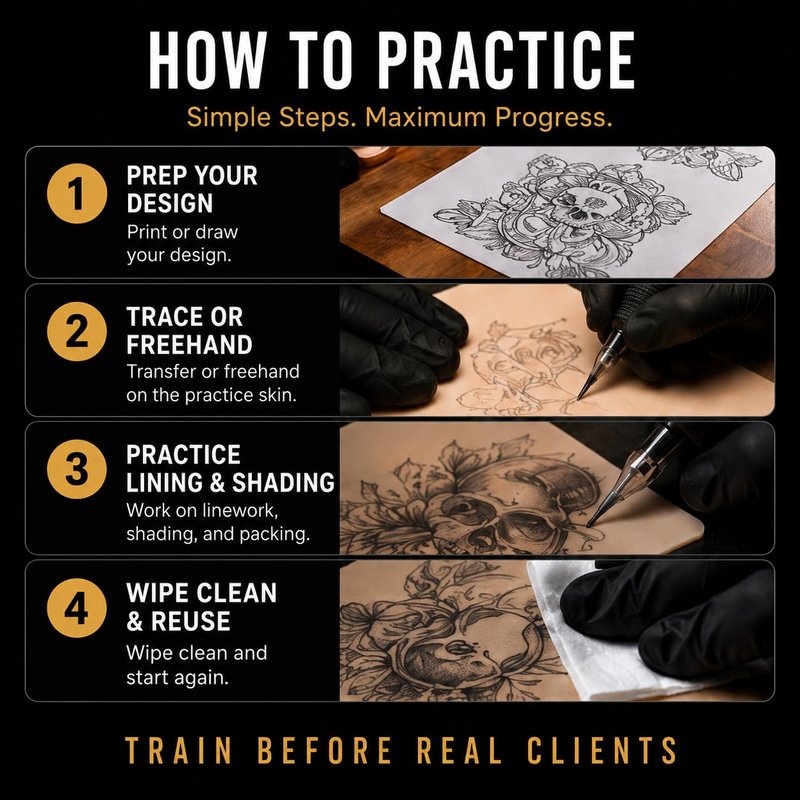 Blank Tattoo Practice Skin - 30 Pcs Double-Sided Fake Skin for Beginners & Pros | 8x6 in Soft Material