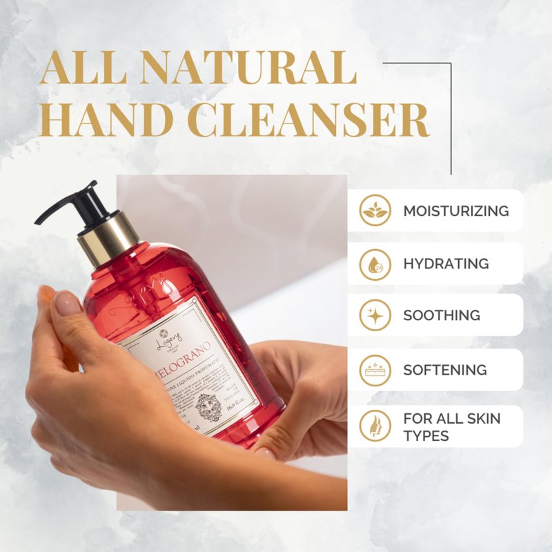 Logevy Melograno Liquid Hand Soap – Invigorating Fragrance Made from the Best Skin-Friendly Ingredients Rich in Nutritional Properties for Hydrating and Soothing Action – 500ml