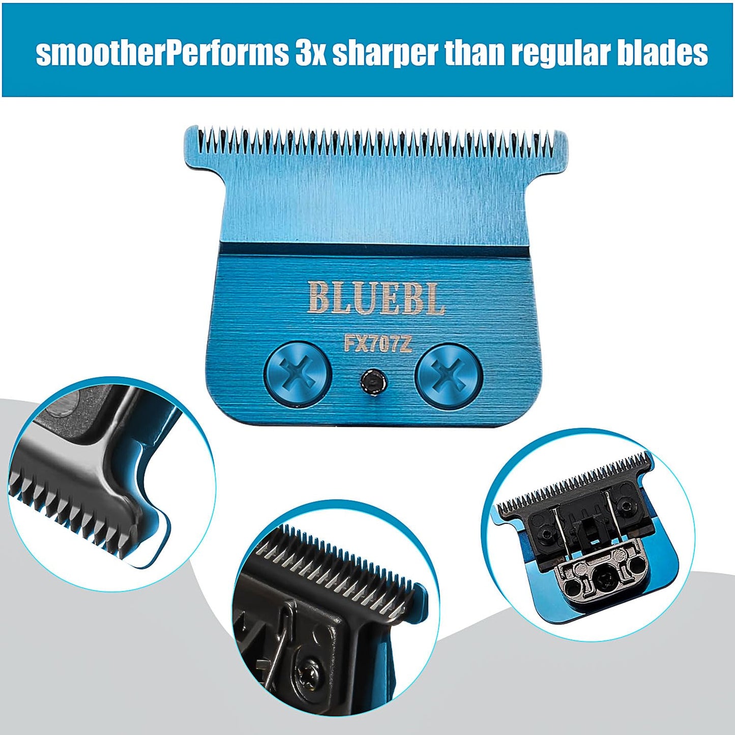 2 Pcs FX707Z DLC 2.0 Replacement Blades Head Compatible with BaByliss PRO Barberology Trimmer Blade,Zero-Gapped Replacement Trimmer Blade Compatible with BaBylissPRO FX787 & FX726 Trimmer(Blue)