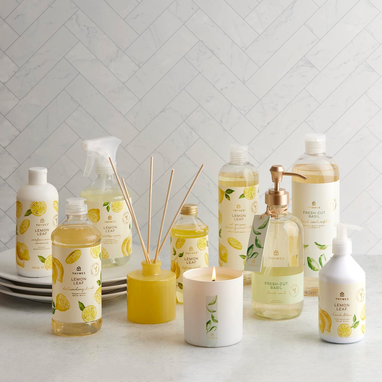 Thymes Countertop Spray - Counter Cleaner Spray - Household Cleaning Supplies (Lemon Leaf, 16.5 fl oz)