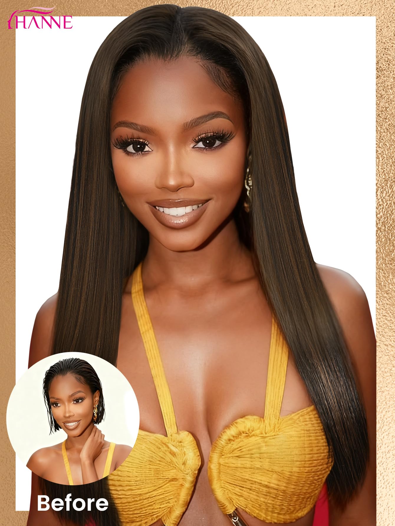 HANNE Sew in Hair Extensions 3 Bundles 18 20 22 Inch 4-Layer Craftsmanship 100% Japanese Futura Fiber Straight Bundles Synthetic Quick Weave Hair Bundles（1B/30）