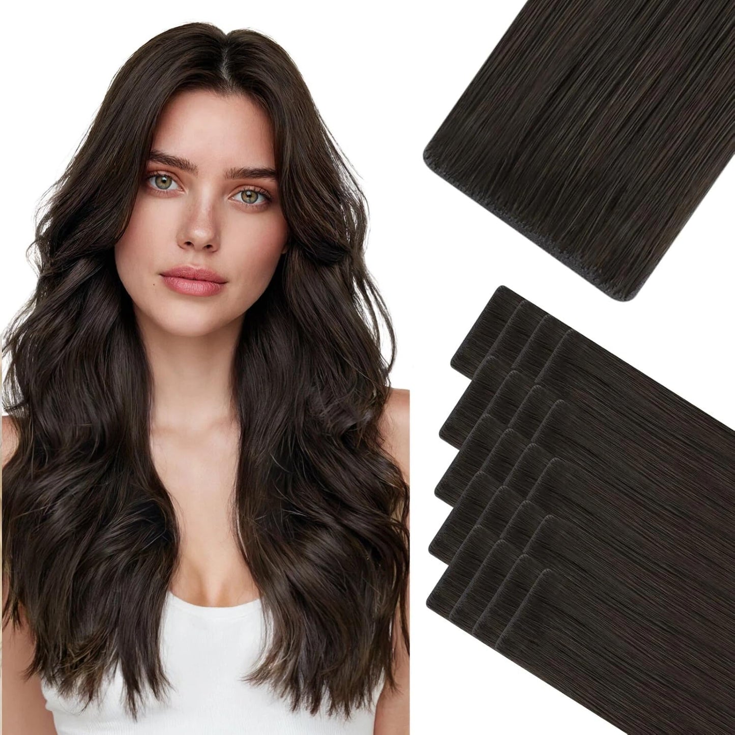 Invisi Edge Tape-In Hair Extensions - 10 Inch 30g 20pcs Dark Brown Seamless Real Remy Hair