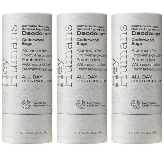 Hey Humans Deodorant, Aluminum Free Deodorant for Women and Men, Contains Naturally Derived Ingredients, All Day Odor Control, Refreshing Deodorant Essential Oils, Cedarwood Sage