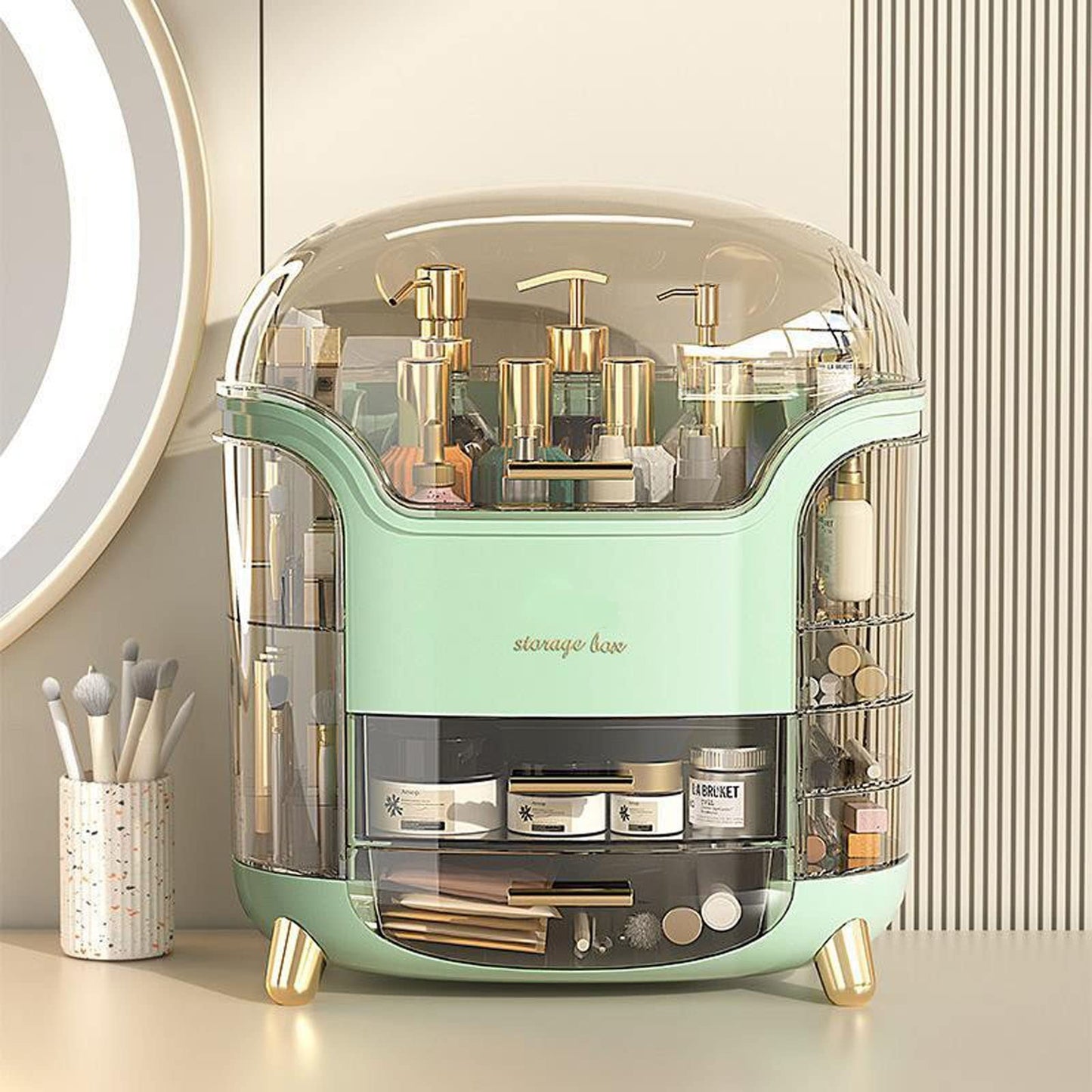 Omeily Upgrade Large Makeup Organizer Countertop Vanity Organizer Cosmetic Organizer Makeup Storage Box Bathroom Counter Organizer Perfume Skincare Organizers Gift Women Clear Design Easy Visibility