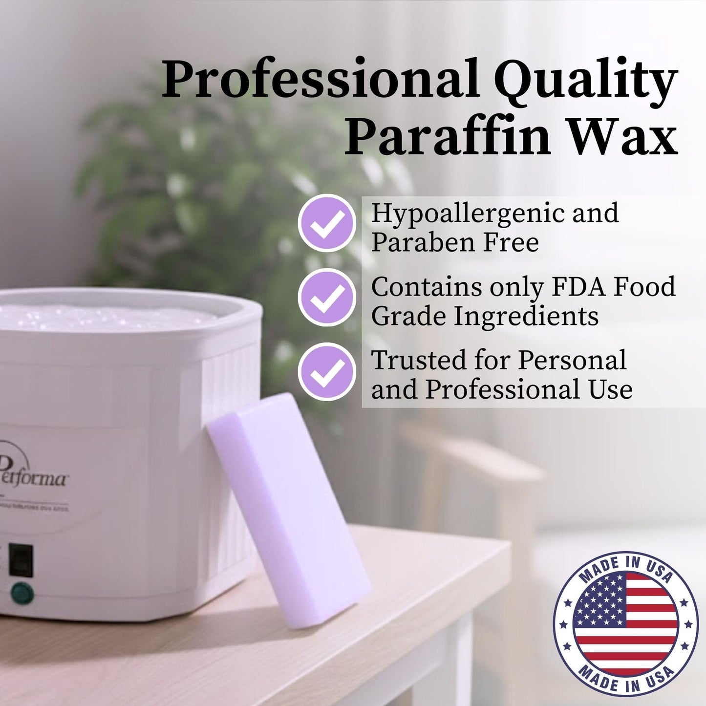 Performa Paraffin Wax Refill, Lavender Scented 1 Pound Blocks, Case of 6, Medical Grade Wax for Hands & Feet, Quick-Melting Formula for Paraffin Bath, Clean & Skin-Safe Spa Refill