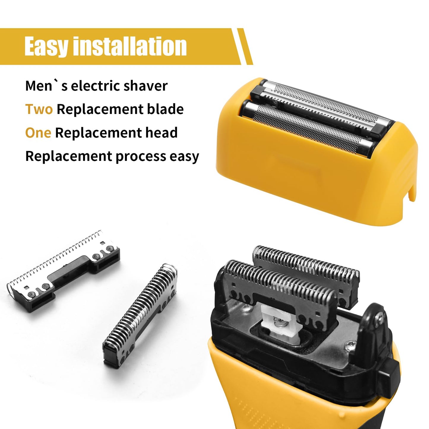 7045-100 Yellow Shaver Head Replacement Foils&Cutters and Head Compatible with wahl Yellow lifeproof 7061 Series (Yellow 7045-2 PCS)