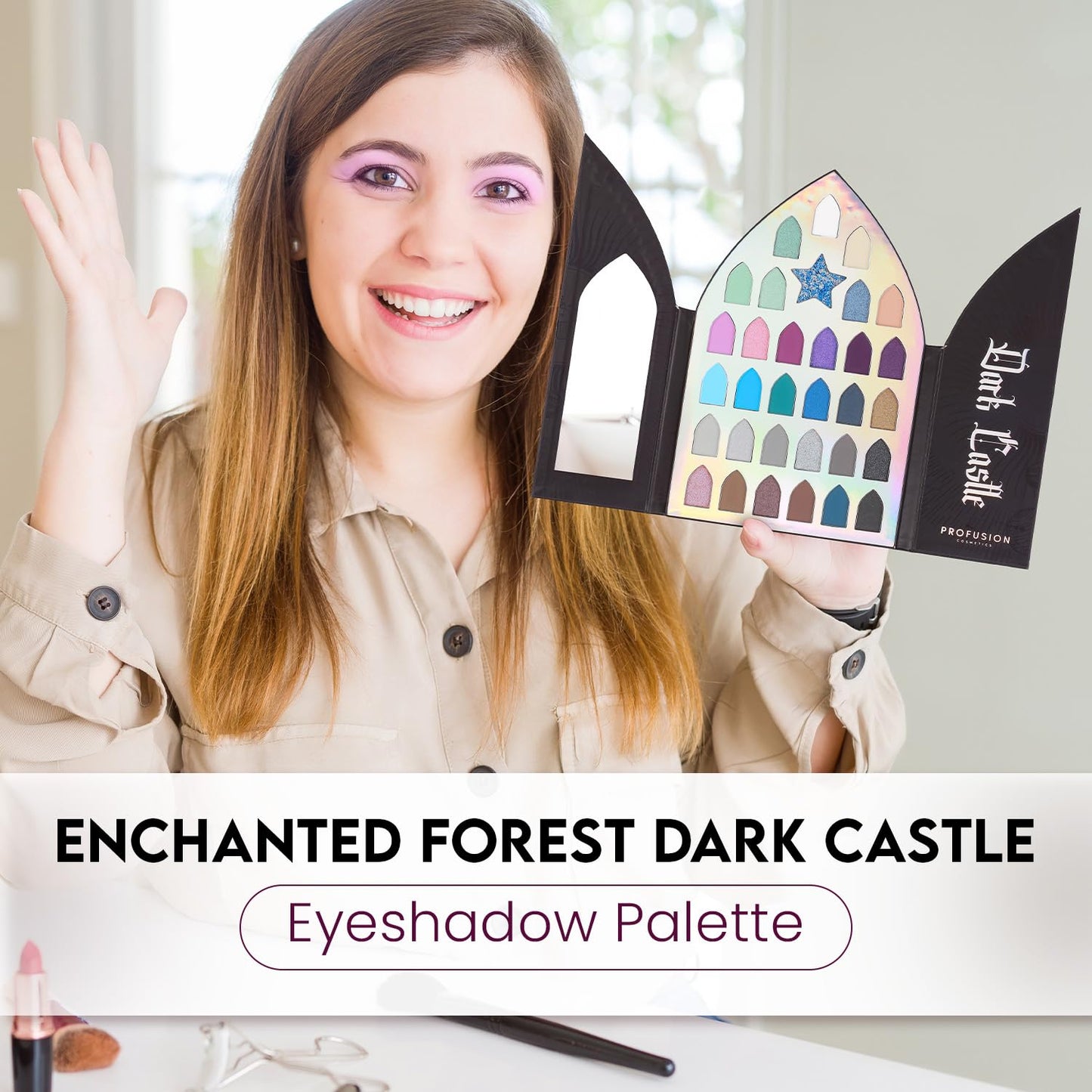 Profusion Cosmetics Enchanted Forest Dark Castle 32 Shade Eyeshadow Palette, Unlock Mystical Glamour with the Enchanted Forest Shadow Palette and Achieve Eye Catching Look With Premium Makeup Kit