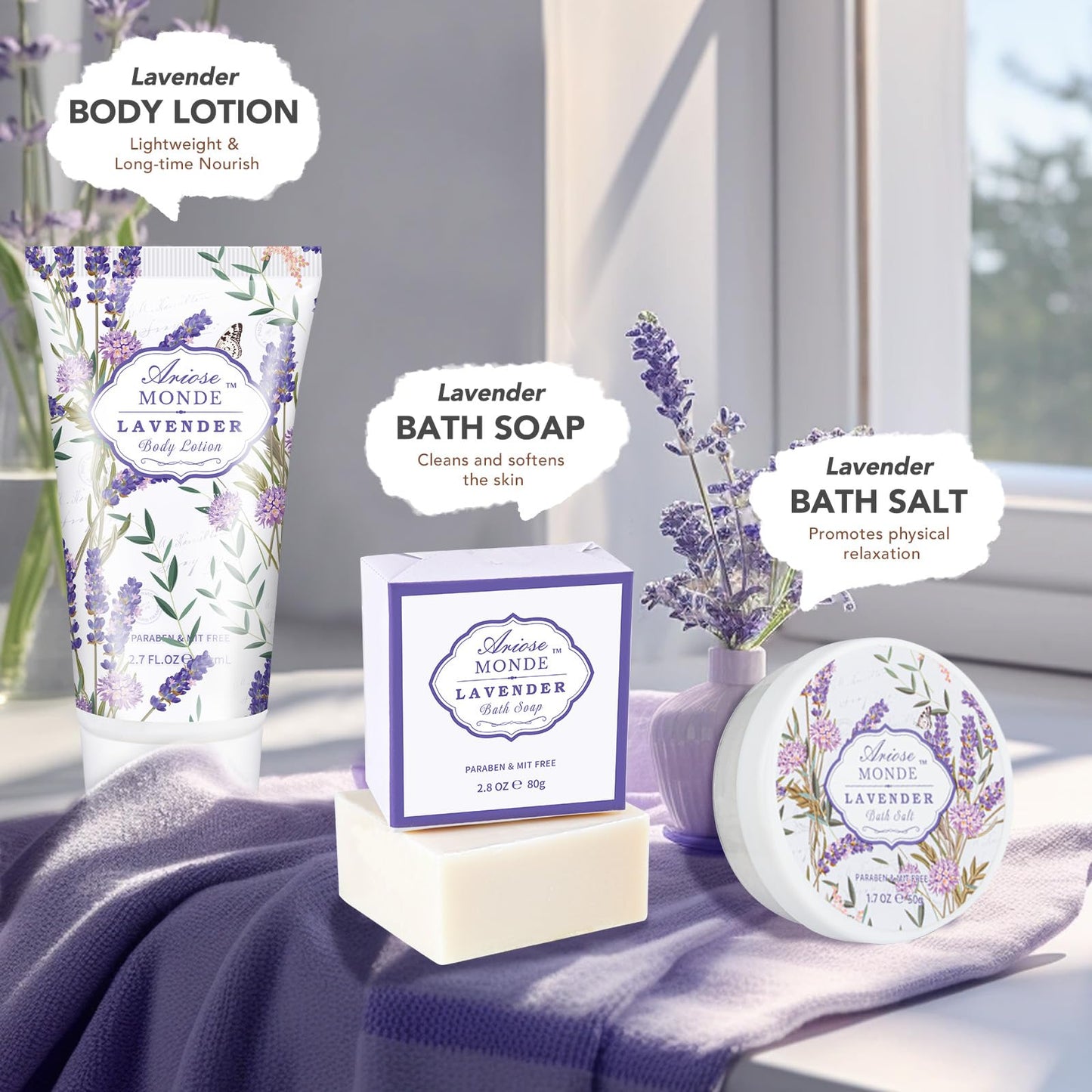 Gift Baskets for Women, Lavender Gift Sets for Women Self Care Spa Gift Basket Includes Body Lotion, Shower Gel, Bubble Bath, Relaxing Gifts For Her, Mom, Sister, Birthday & Christmas Gifts