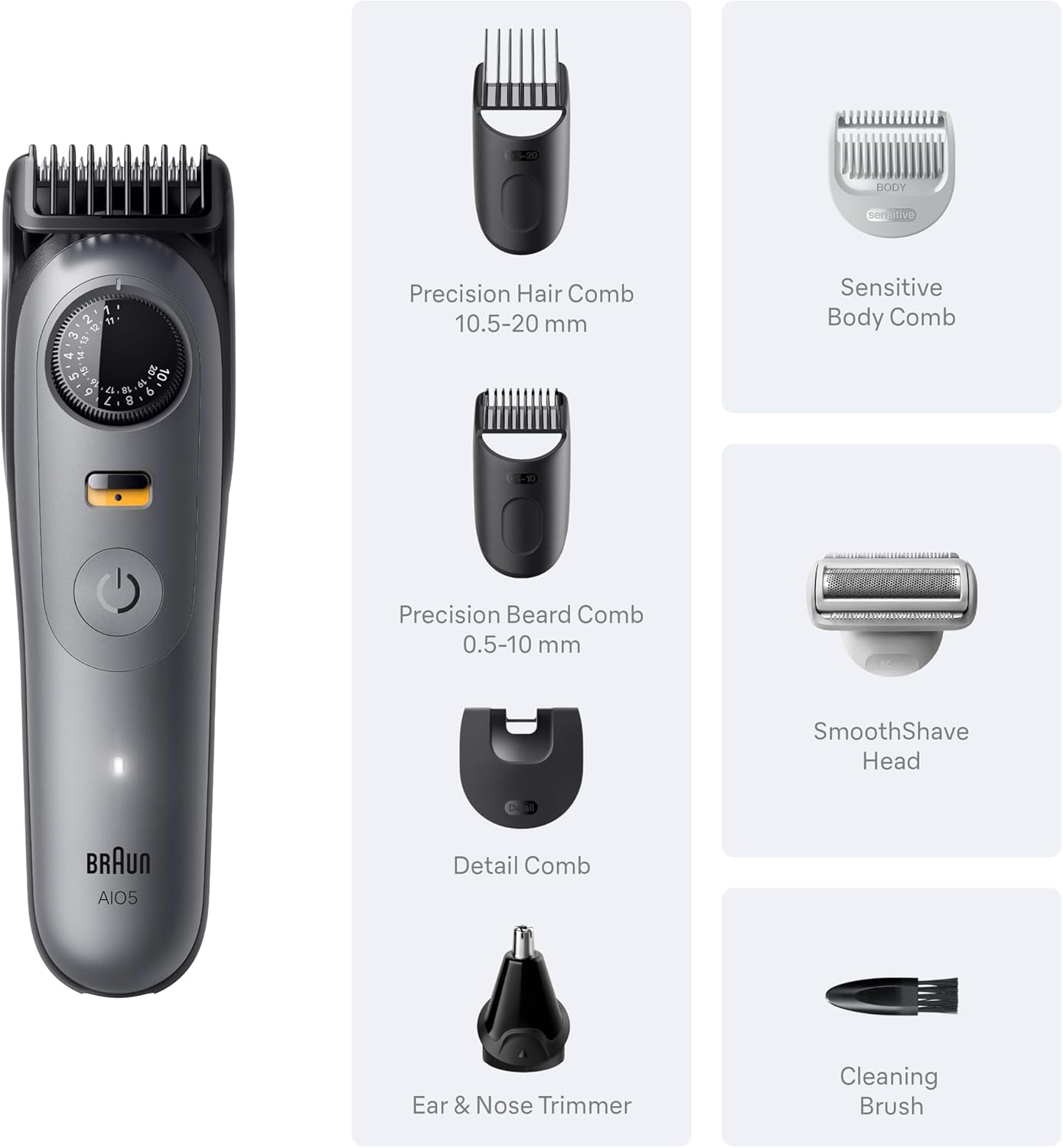 Braun Series 5 All-in-One Beard & Body Grooming Kit - Cordless Trimmer & Shaver for Men | Smooth Shave Head, AIO 5510