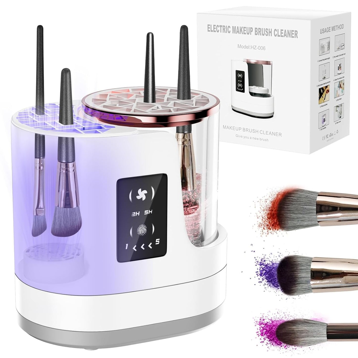 3 IN 1 Electric Makeup Brush Cleaner Machine With Makeup Brush Dryer-Holder-Portable Automatic USB Cosmetic Brushes Cleaner Tool for All Size Beauty Makeup Brush Set,Contour, Eyeshadow, Blush Brush