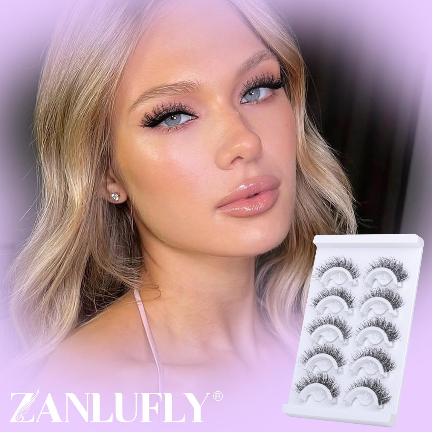 Self Adhesive Eyelashes Natural Pre-glued Lashes No Glue Needed Lashes Cat Eye Lashes Faux Mink Eyelashes Reusable Self Adhesive Lashes 5 Pairs by zanlufly