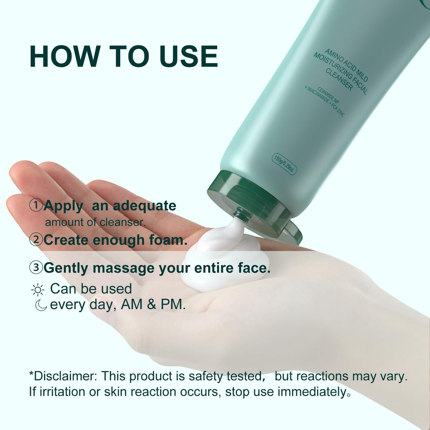 Yufot Gentle Facial Cleanser, Glycerin for Hydrating, Gentle Coconut-derived Cleansing Agents, Niacinamide (Vitamin B3) + Zinc PCA for Sebum Control, Ceramide NP + Centella for Calm (5.29oz.)