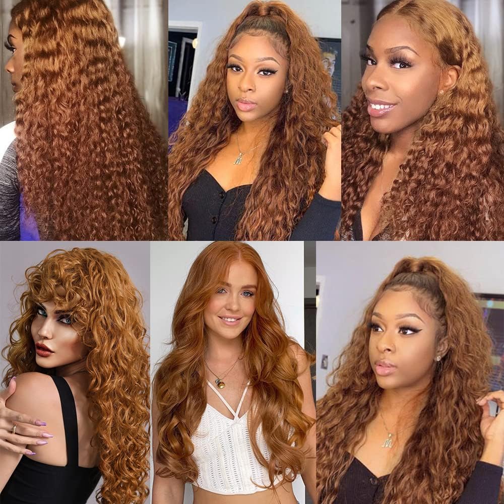 GLSMOSNW Light Brown Bundles Human Hair Color 30 Kinky Curly Bundles 10 12 14 Inch Unprocessed Brazilian Virgin Human Hair Extensions Brown Curly Bundle