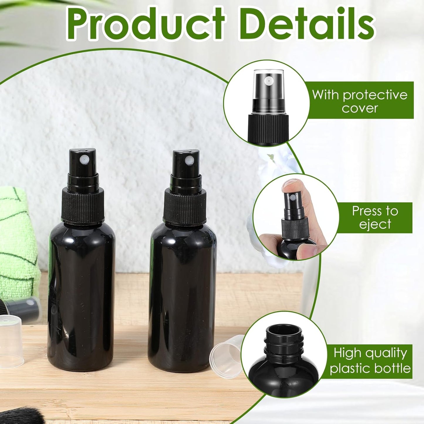 2oz Small Spray Bottles - 100 Refillable Mini Spritzers | Clear Plastic Travel Mist Sprayers