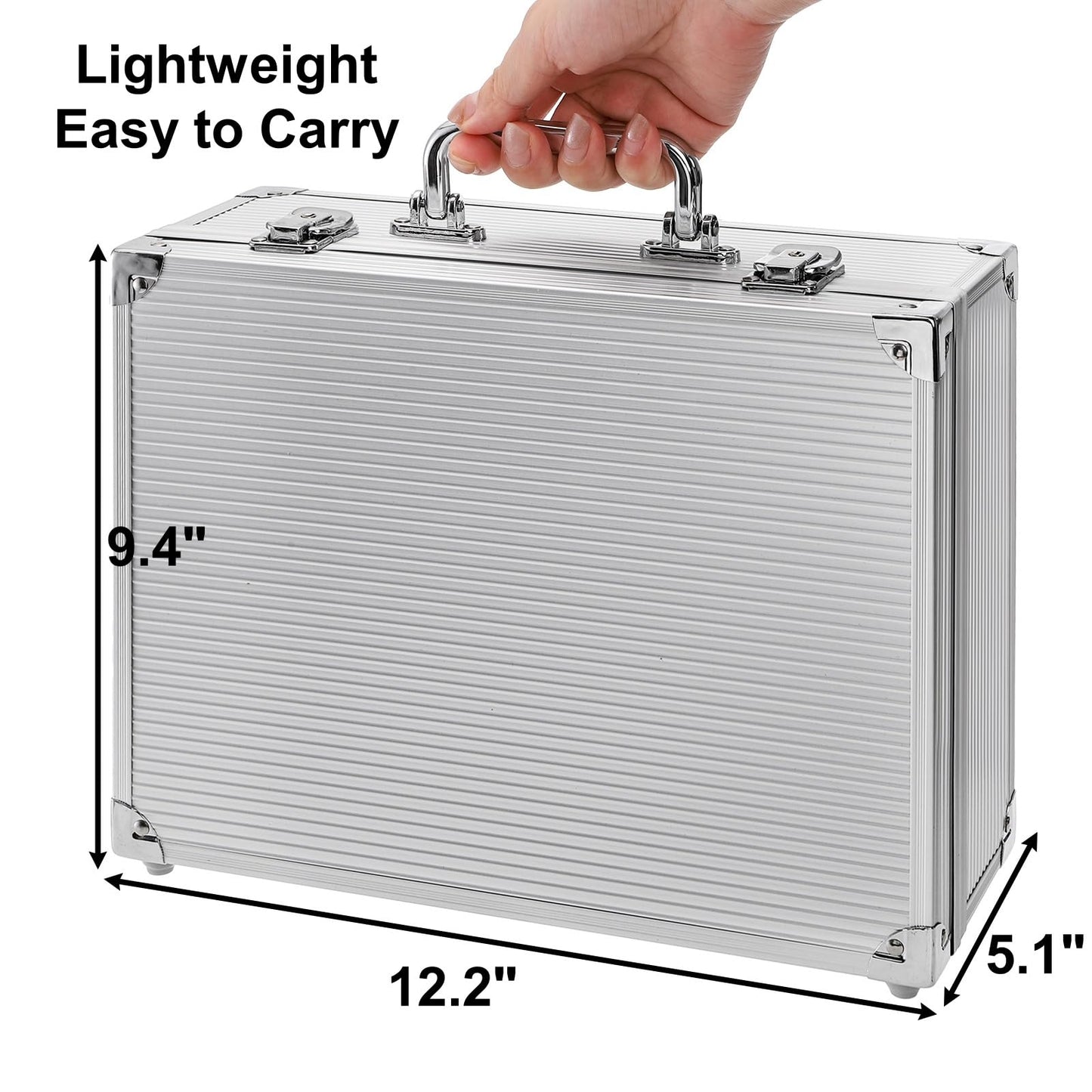 DEAYOU Tattoo Kit Box, Tattoo Machine Case with Lock Key and Sponge, Aluminum Alloy Tattoo Storage Organizer Carrying Case for Tattoo Equipment and Supplies, Makeup Tools, Travel, 12.2" x 9.4" x 5.1"