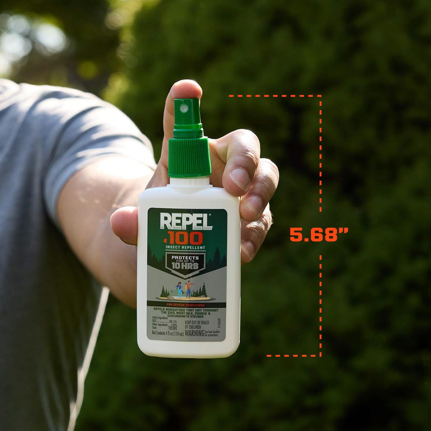 Repel 100 Insect Repellent, 4 Ounces, with DEET, 10-Hour Protection Long-Lasting Insect Repellent Pump Spray Repels Mosquitoes, Ticks, Gnats, Biting Flies, Chiggers and Fleas