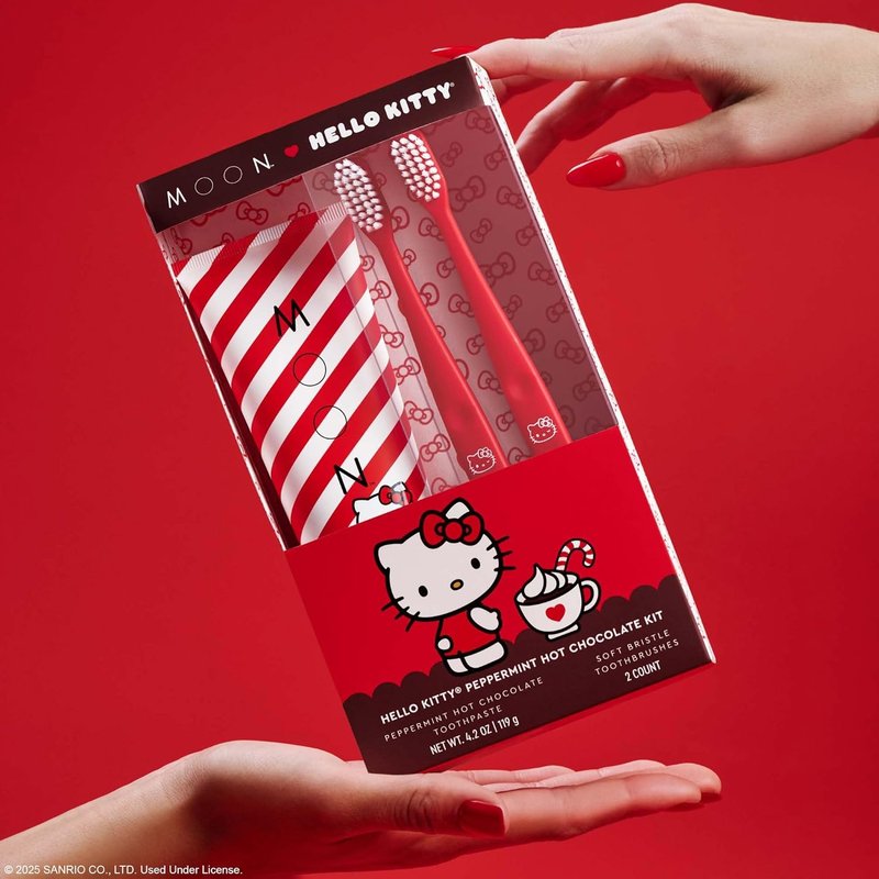Hello Kitty Toothpaste - Peppermint Hot Chocolate Flavor, 4.2 Oz | No Fluoride, Sugar-Free, Extra Soft Toothbrushes for Kids & Adults